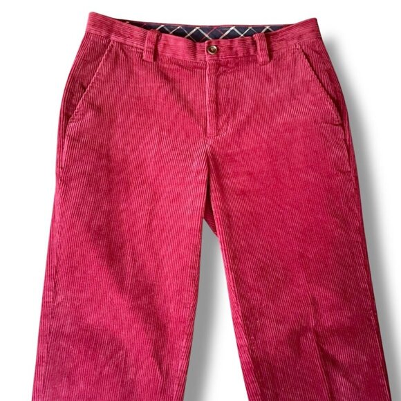 Brooks Brothers Mens Clark Fit Pant Sz 32x30 Burgundy Red Wide Wale Corduroy - Picture 2 of 6